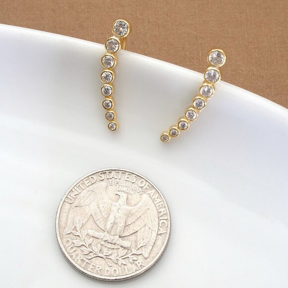 NEW Gold Crawler Earrings, Ear Climber, Minimalist Cuff Earrings, Gift For Women - Picture 5 of 12